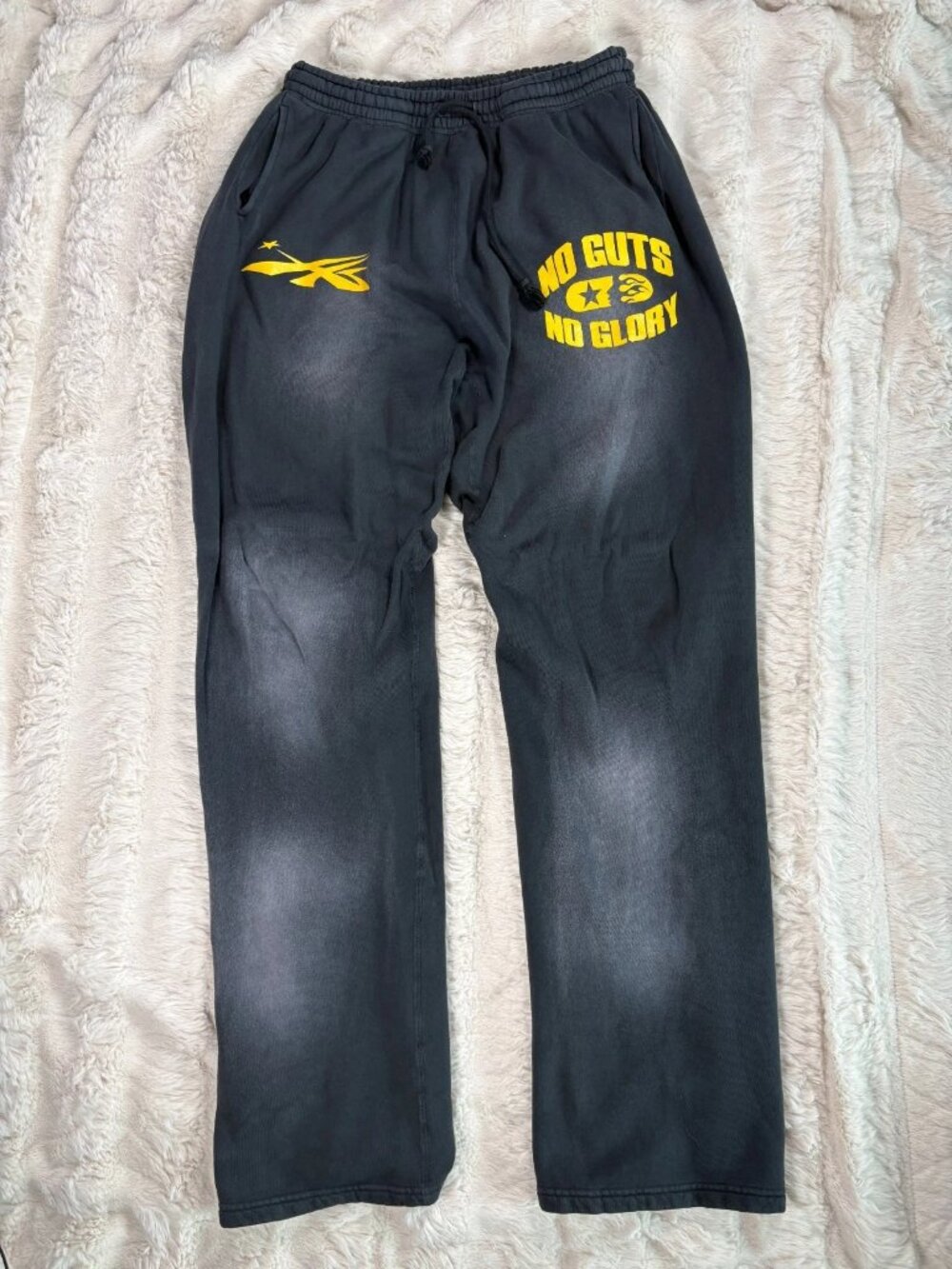 Hellstar No Guts No Glory Mens Drawstring Sweatpants Dye Black Size XL